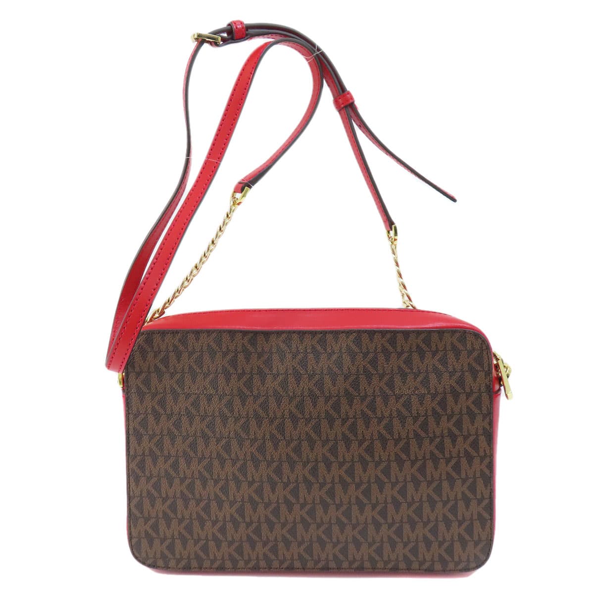 Michael Kors Stripe MK Signature Shoulder Bag PVC Women's [Used] [Michael Kors] 2