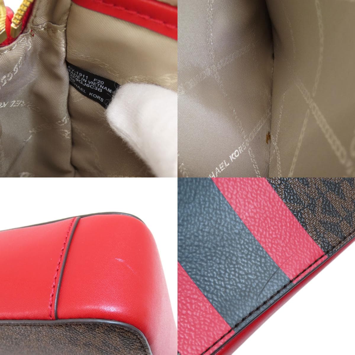 Michael Kors Stripe MK Signature Shoulder Bag PVC Women's [Used] [Michael Kors] 7