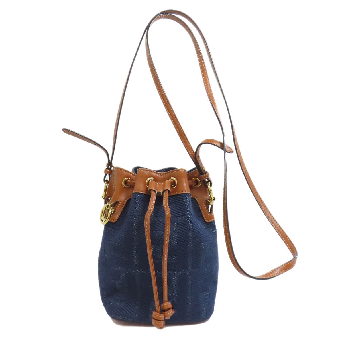 Fendi Mont Trezo Mini Drawstring Shoulder Bag Denim Ladies [Used] [FENDI]