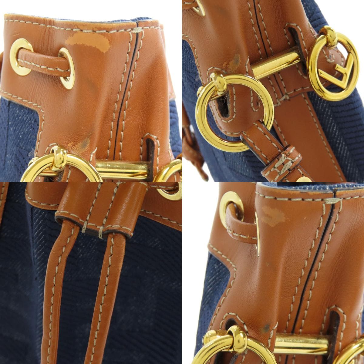 Fendi Mont Trezo Mini Drawstring Shoulder Bag Denim Ladies [Used] [FENDI] 7