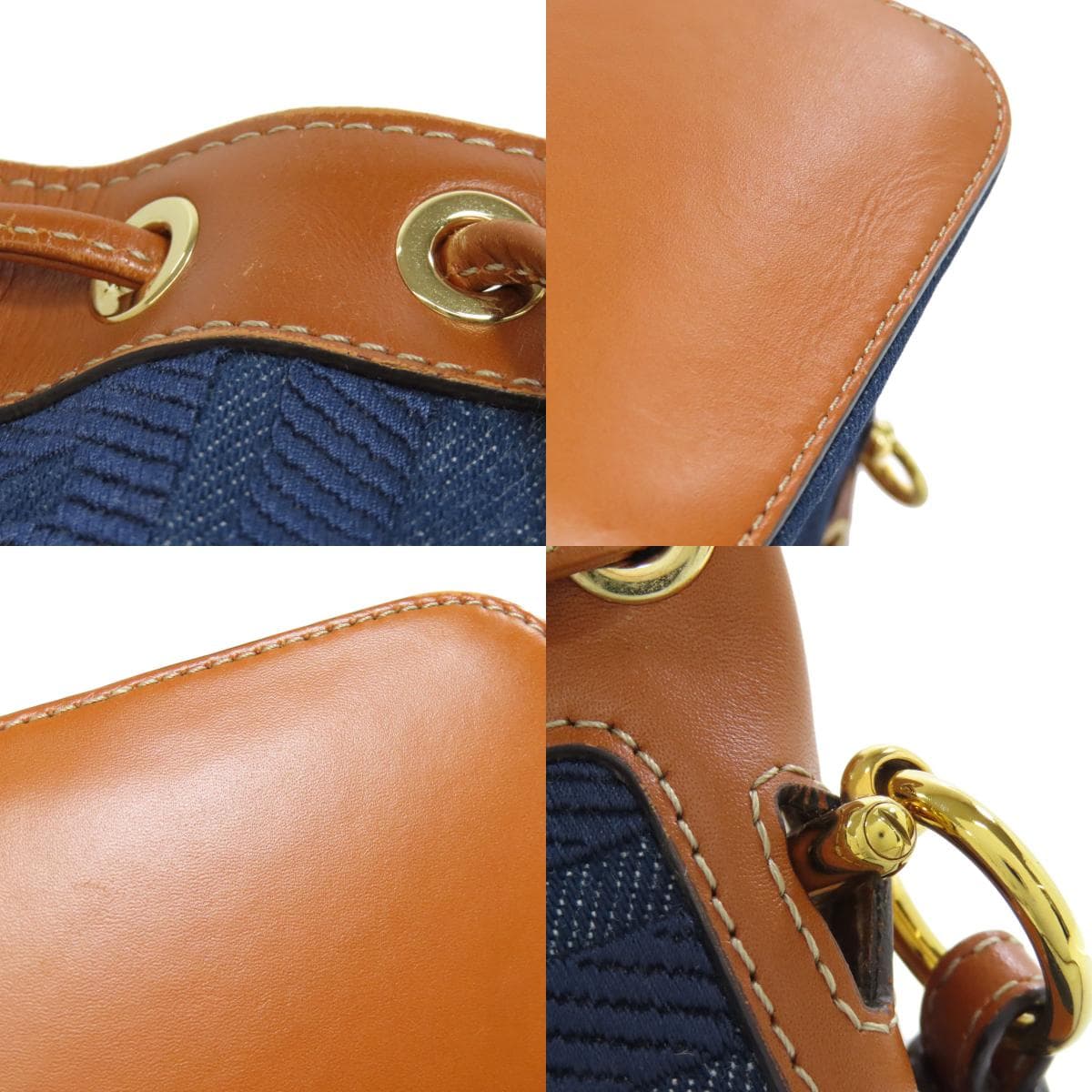 Fendi Mont Trezo Mini Drawstring Shoulder Bag Denim Ladies [Used] [FENDI] 8