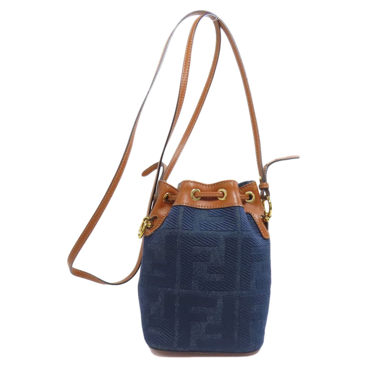 Fendi Mont Trezo Mini Drawstring Shoulder Bag Denim Ladies [Used] [FENDI] 2