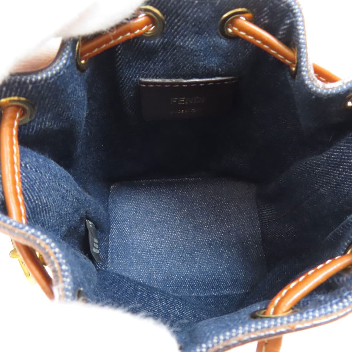 Fendi Mont Trezo Mini Drawstring Shoulder Bag Denim Ladies [Used] [FENDI] 5