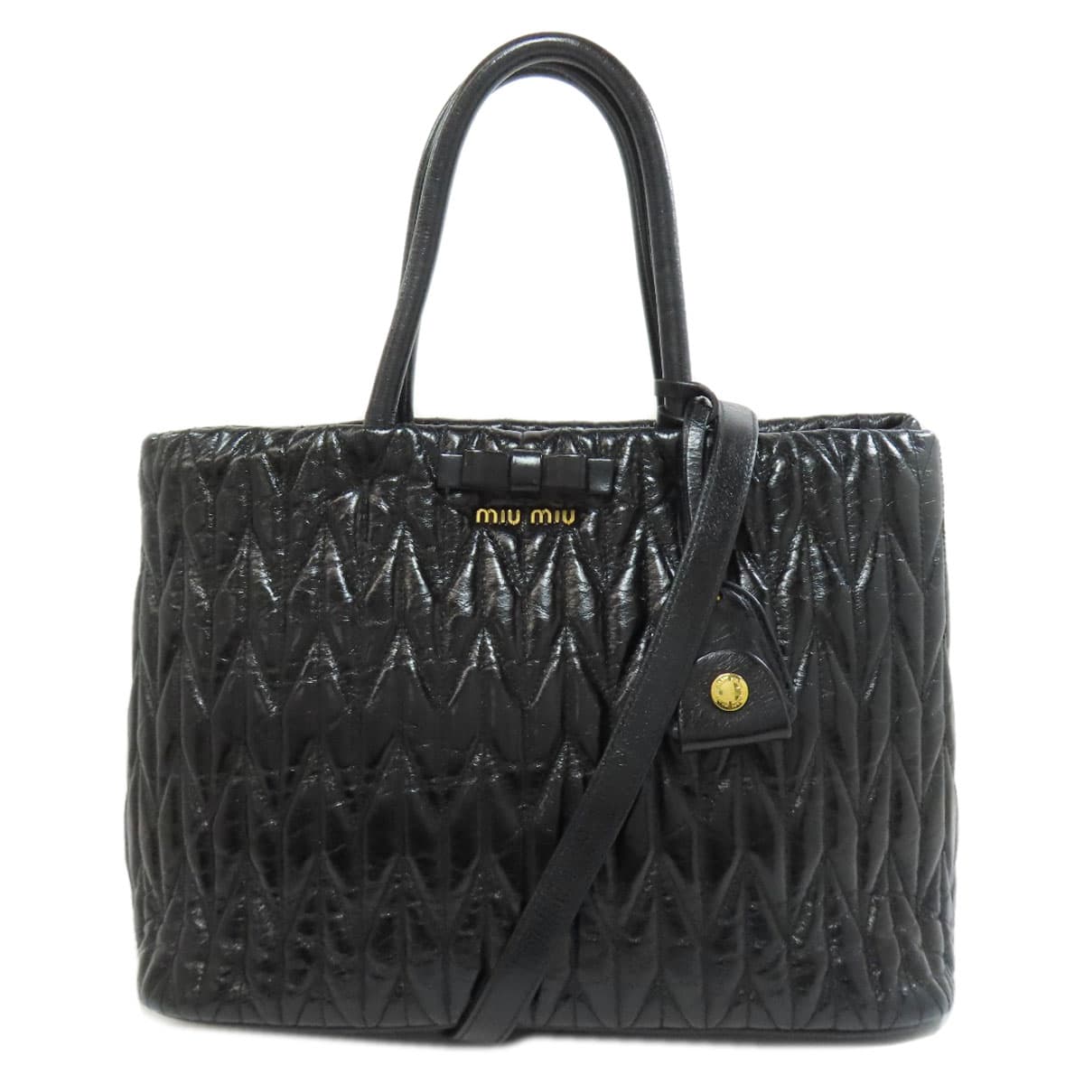 Miu Miu Ribbon 2WAY Handbag Calf Leather Ladies [Used] [MIUMIU]