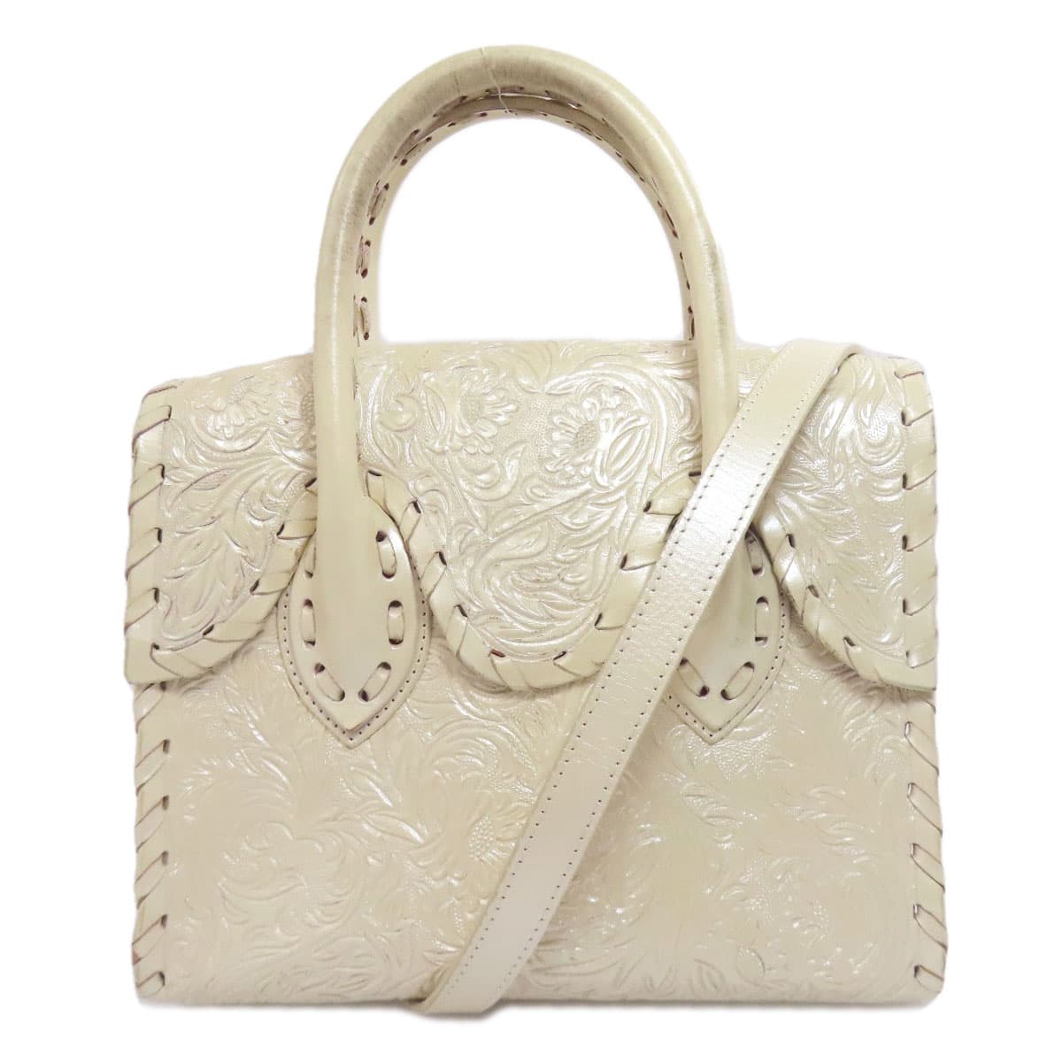 Select Bag Grace Continental Carving Tribes 2WAY Handbag Leather Ladies [Used] [SELECT BAG]