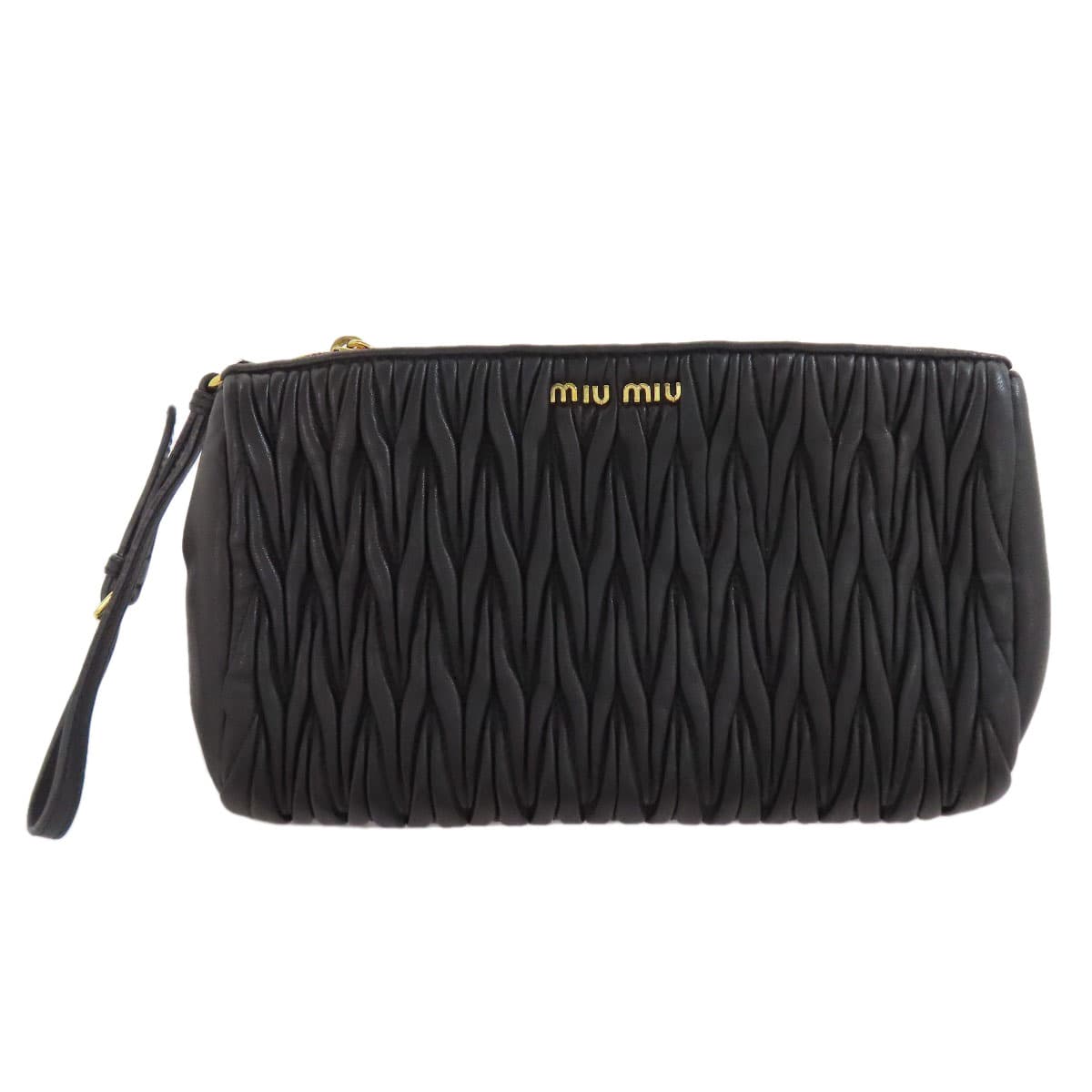 Miu Miu Matelassé Accessory Pouch Calf Leather for Women [Used] [MIUMIU]