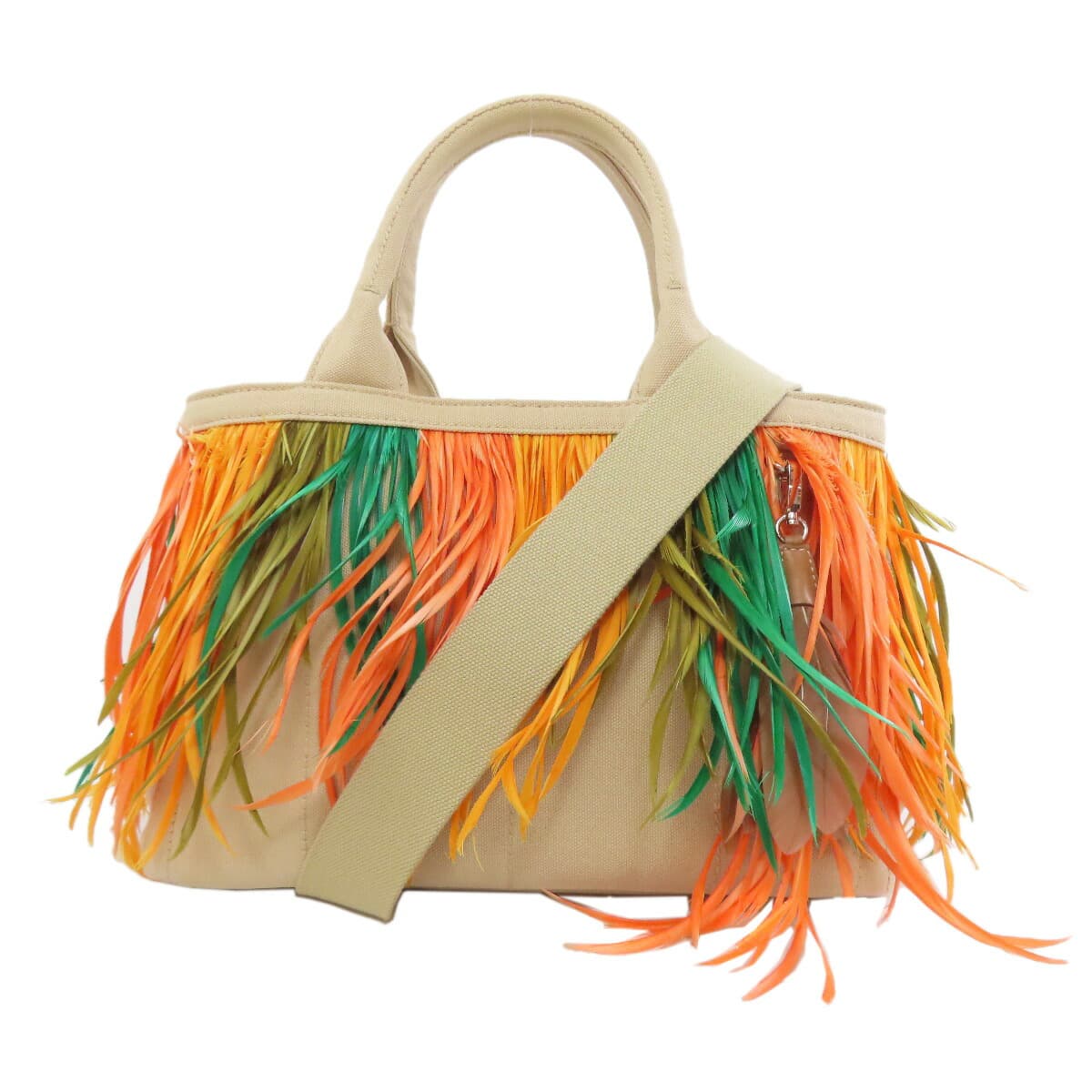Prada 1BG439 Canapa Plume 2WAY Handbag Canvas Ladies [Used] [PRADA] 1BG439