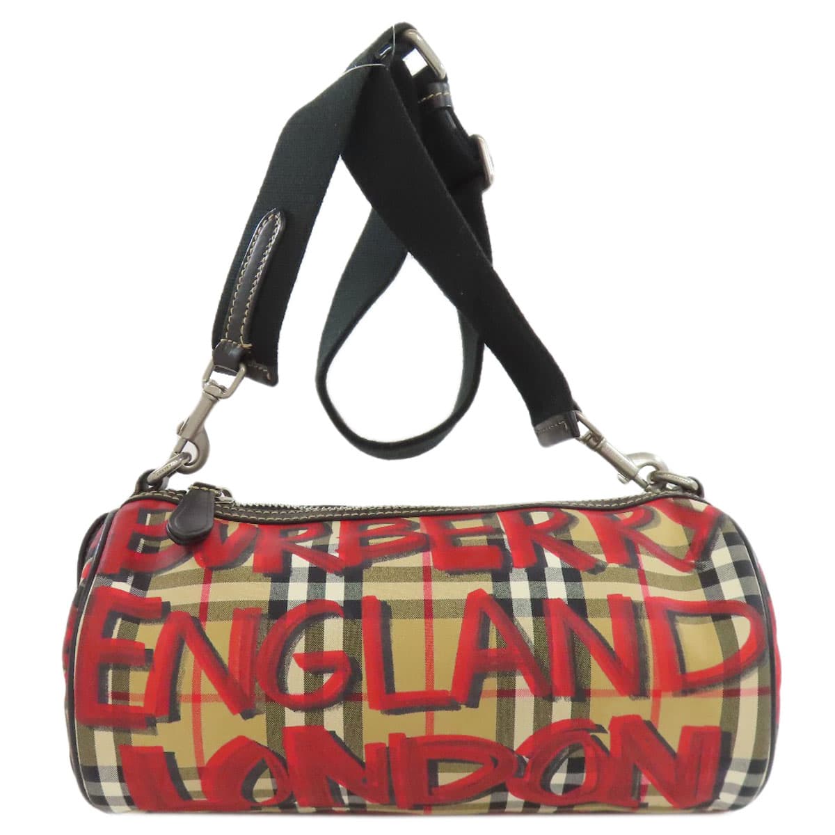 Burberry Nova Check Graffiti Print Shoulder Bag Nylon Material Ladies [Used] [BURBERRY]