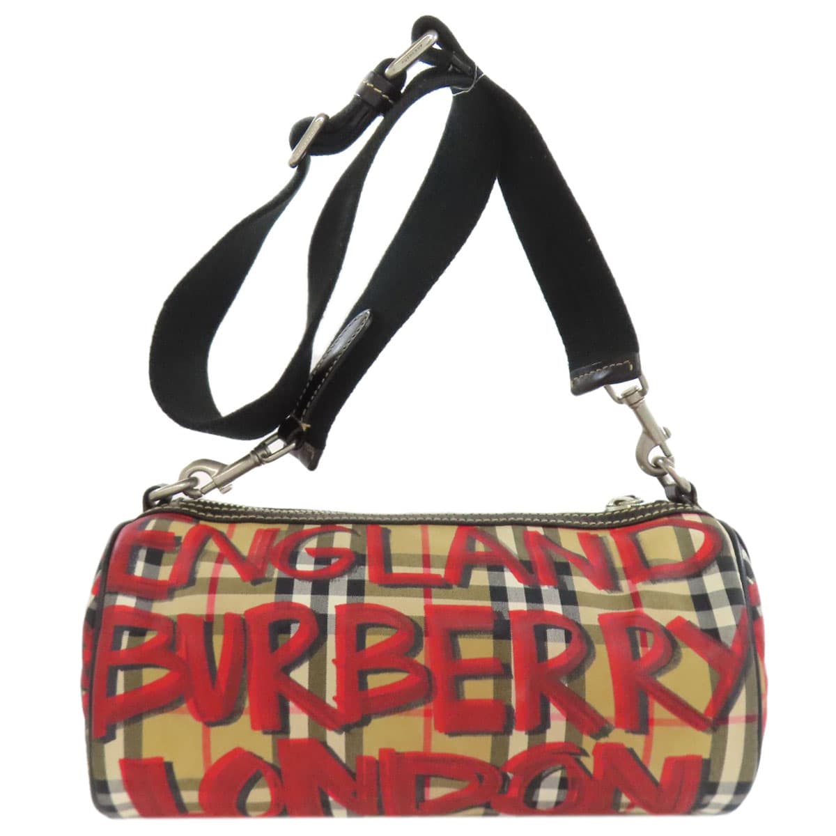 Burberry Nova Check Graffiti Print Shoulder Bag Nylon Material Ladies [Used] [BURBERRY] 2