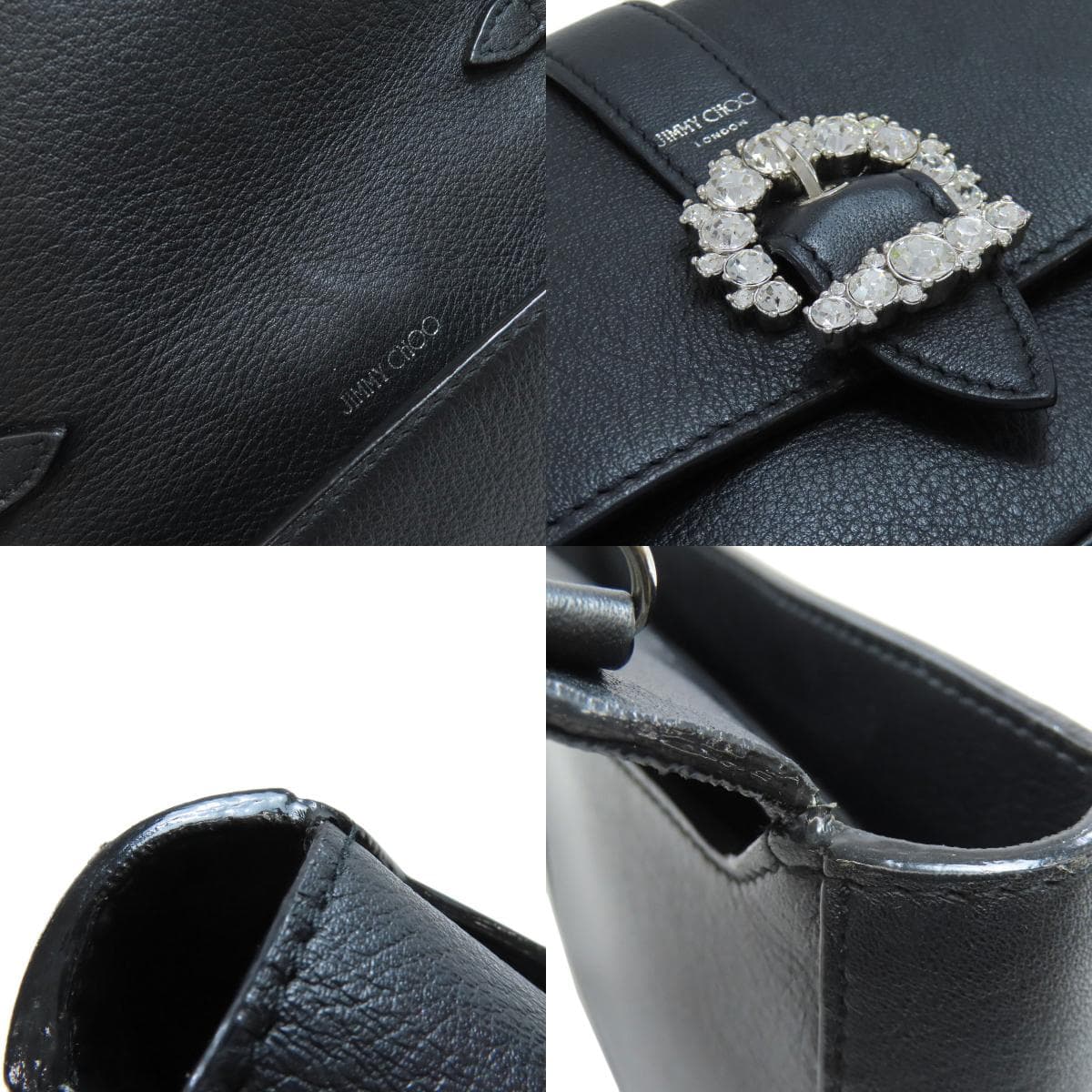 Jimmy Choo chain shoulder logo jewel shoulder bag leather for women [Used] [Jimmy Choo] 8