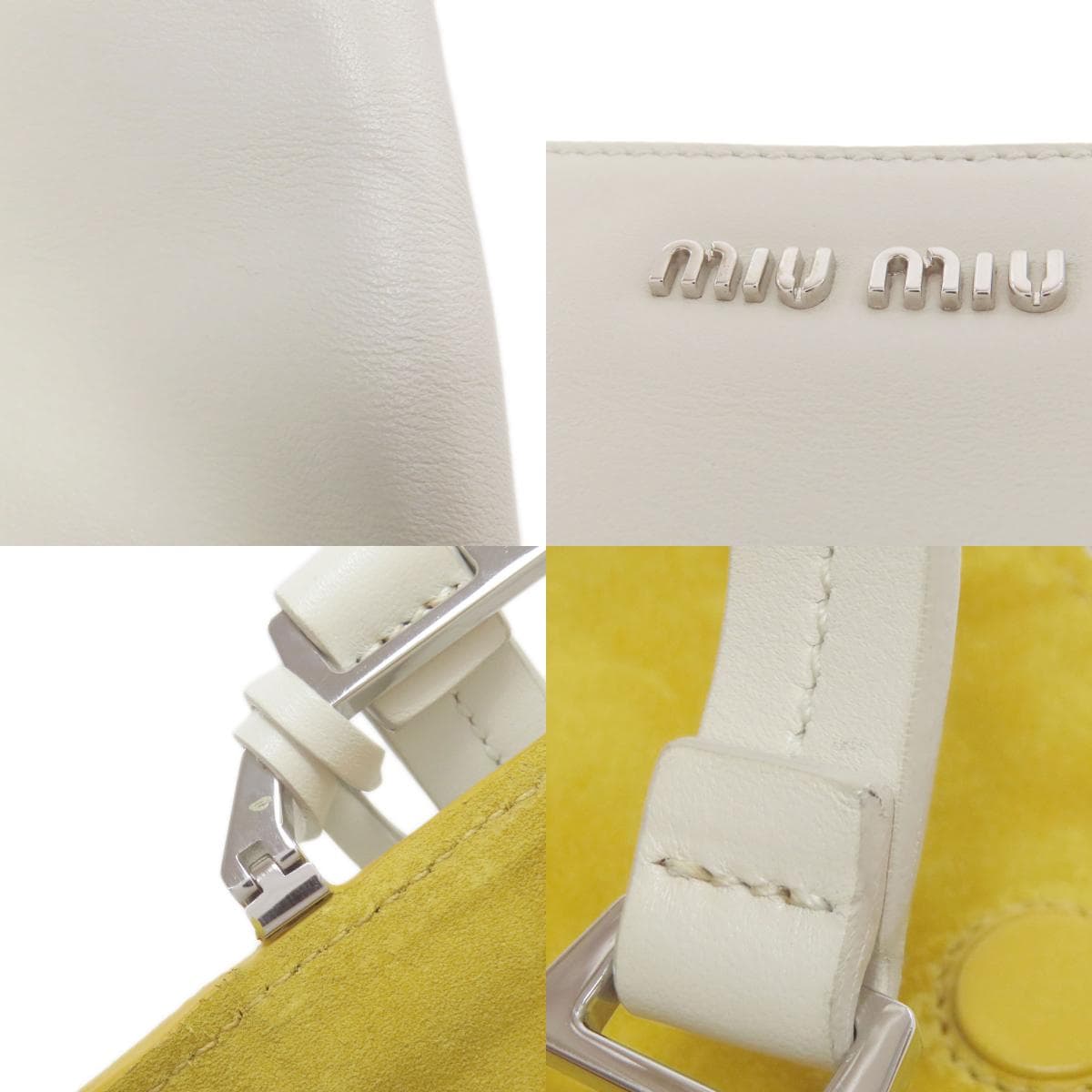 Miu Miu Logo Tote Bag Calf Leather for Women [Used] [MIUMIU] 8