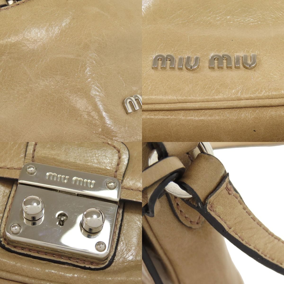 Miu Miu Logo Shoulder Bag Leather for Women [Used] [MIUMIU] 8