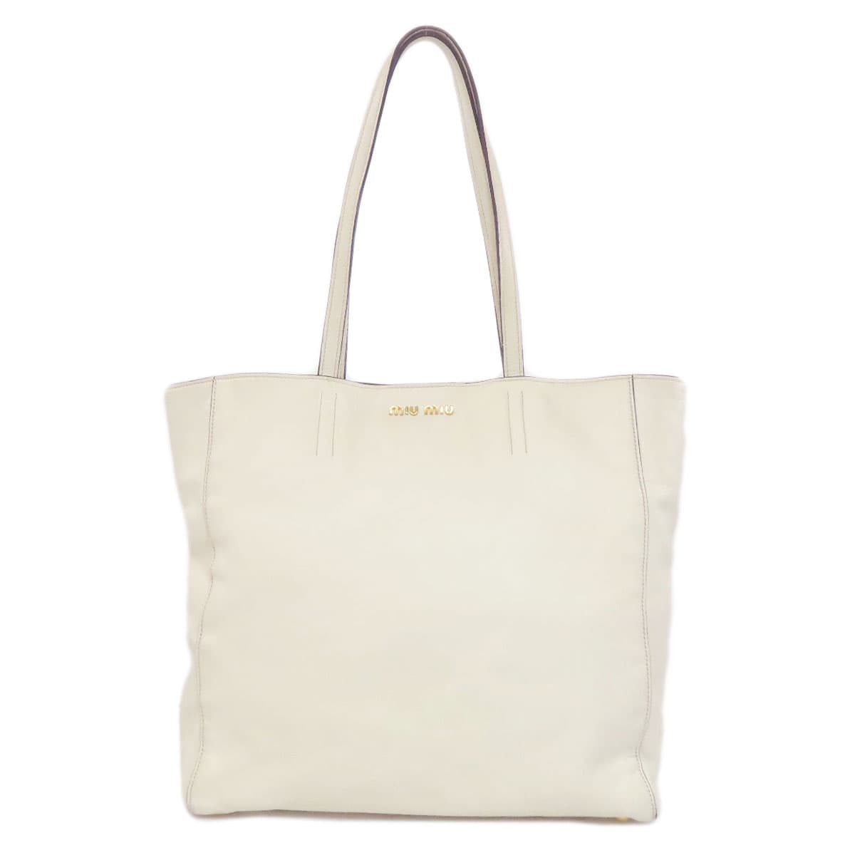 Miu Miu Logo Tote Bag Leather Women's [Used] [MIUMIU]