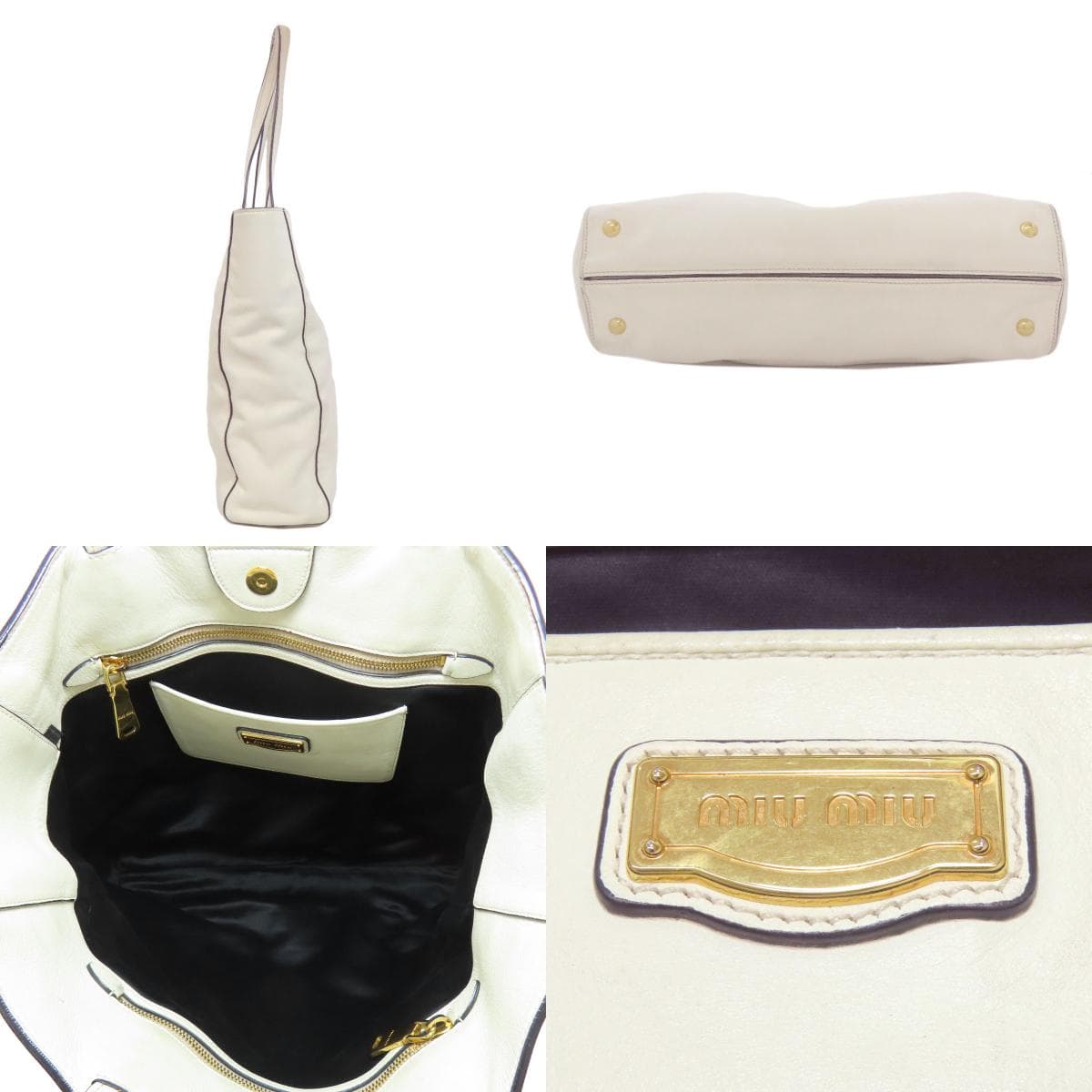 Miu Miu Logo Tote Bag Leather Women's [Used] [MIUMIU] 3