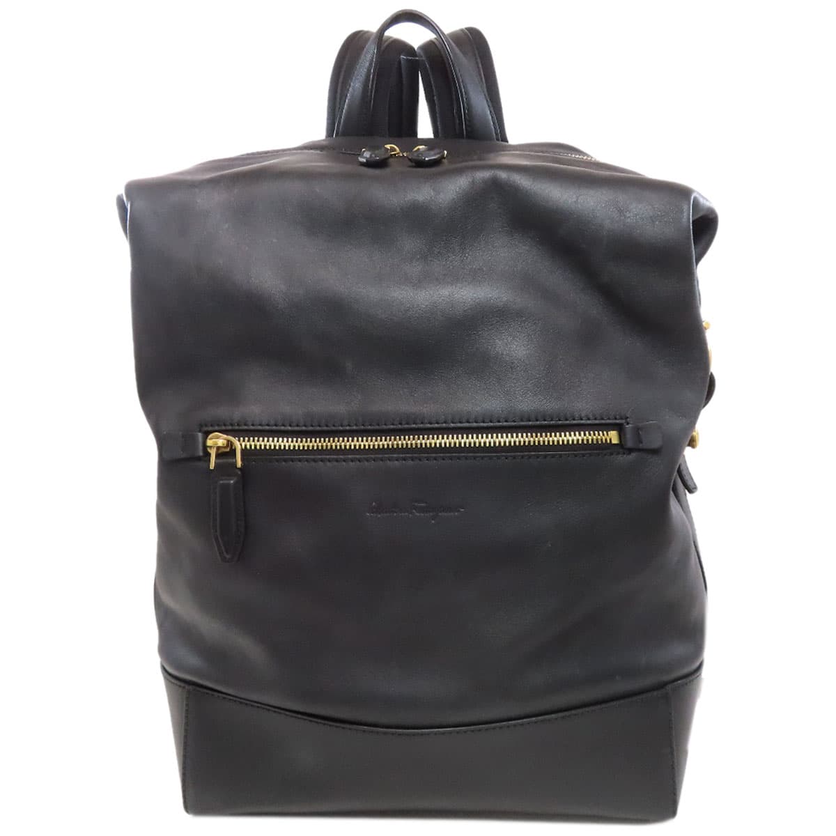 Salvatore Ferragamo Logo Backpack Daypack Leather Ladies [Used] [Salvatore Ferragamo]