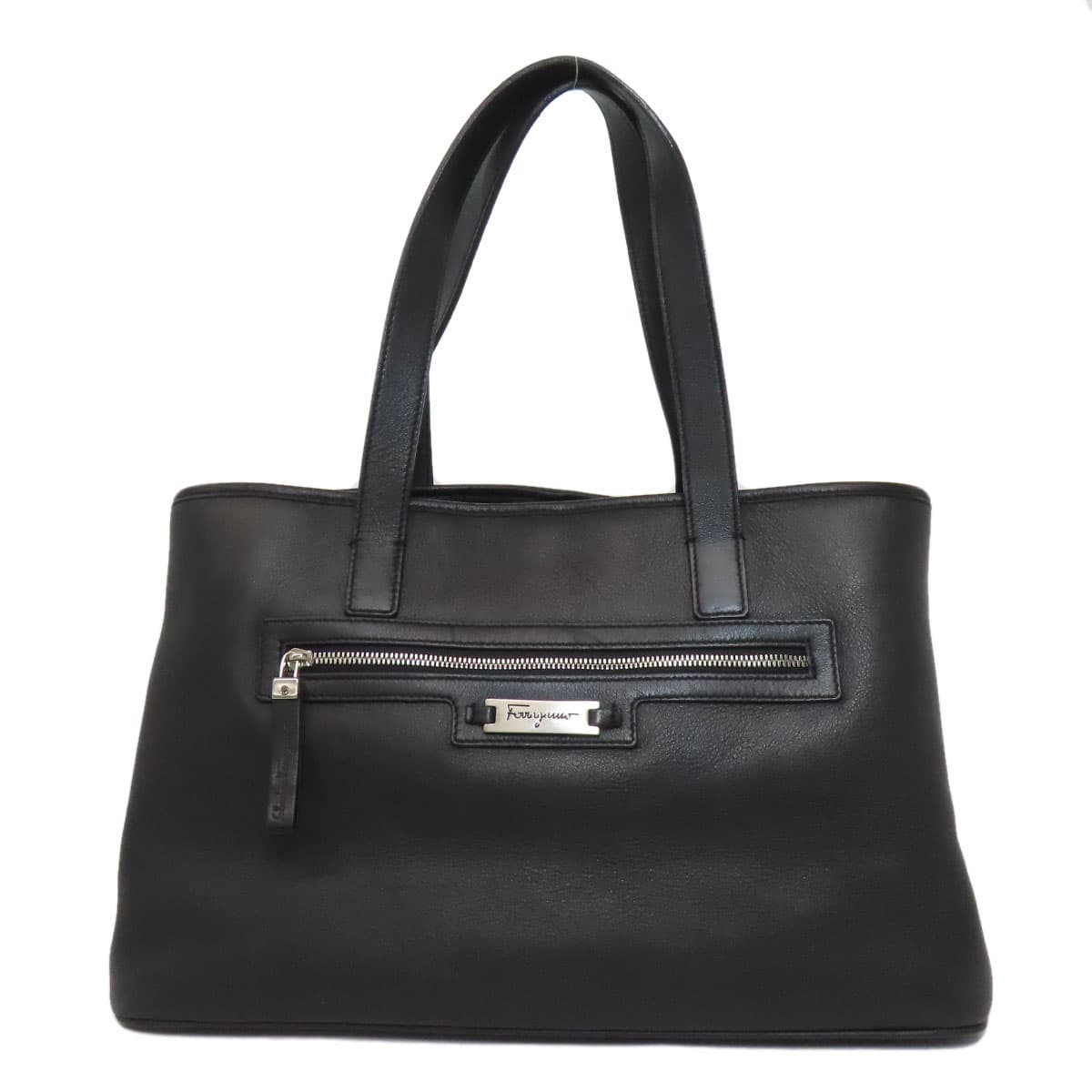 Salvatore Ferragamo Logo Tote Bag Calf Leather Ladies [Used] [Salvatore Ferragamo]