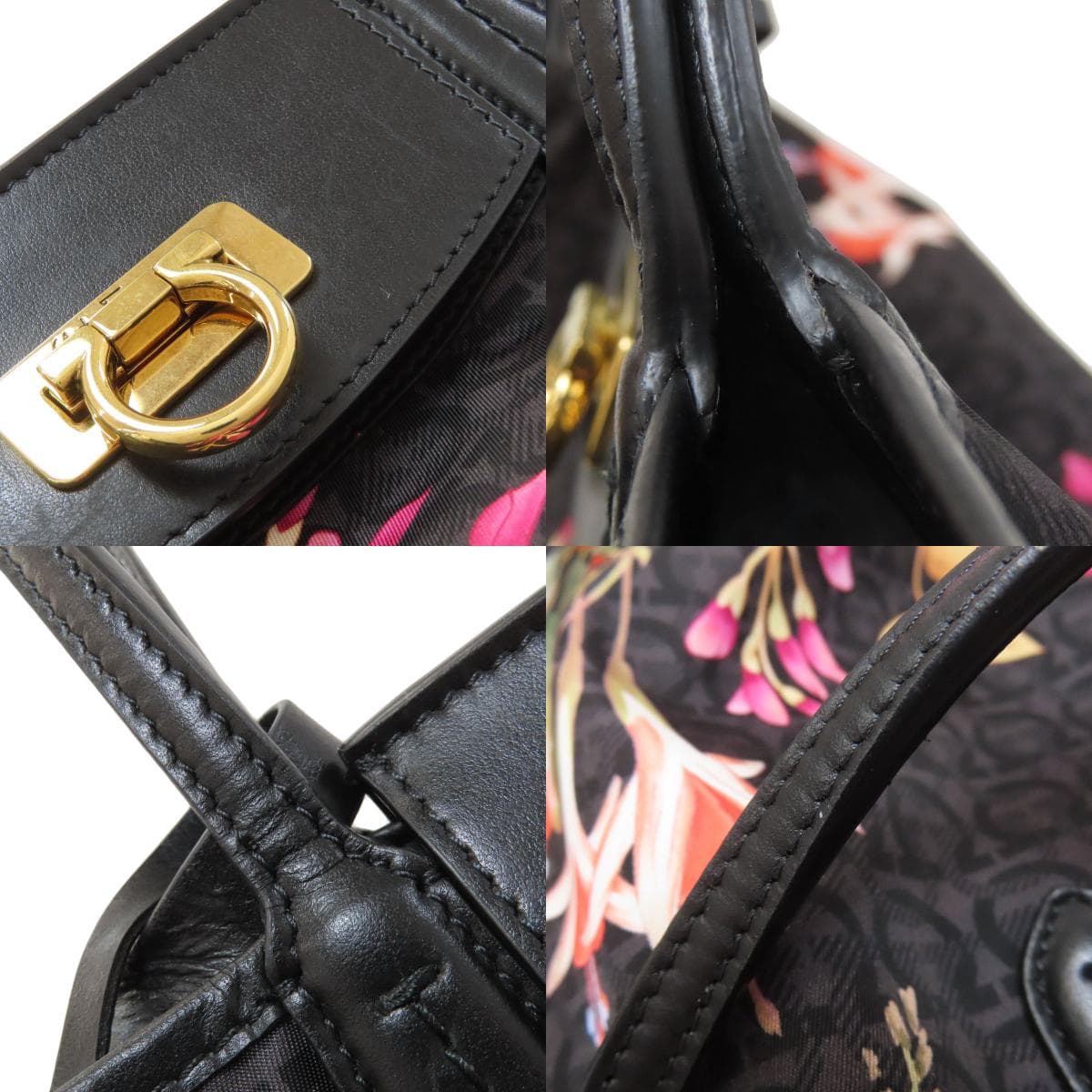 Salvatore Ferragamo Flower Gancini Motif Tote Bag Nylon Material Ladies [Used] [Salvatore Ferragamo] 9