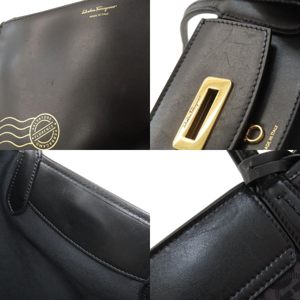 Salvatore Ferragamo Flower Gancini Motif Tote Bag Nylon Material Ladies [Used] [Salvatore Ferragamo] 8