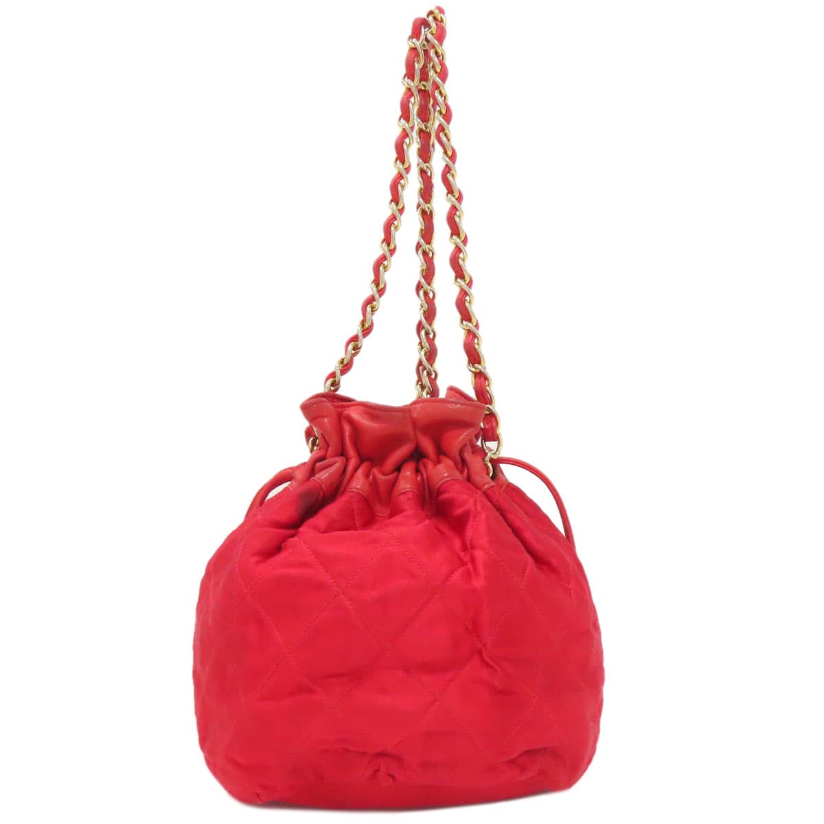 Chanel Drawstring Shoulder Matelassé Gold Hardware Shoulder Bag Satin Ladies [Used] [CHANEL]