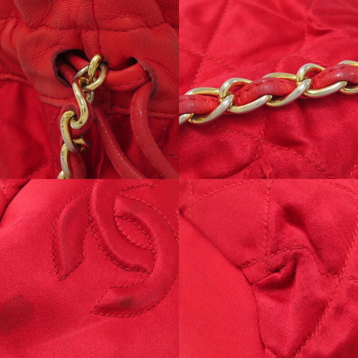 Chanel Drawstring Shoulder Matelassé Gold Hardware Shoulder Bag Satin Ladies [Used] [CHANEL] 9