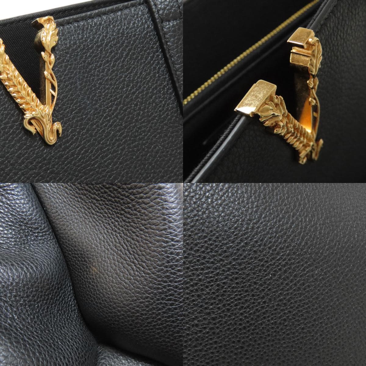 Versace Logo Tote Bag Calf Leather Ladies [Used] [VERSACE] 8
