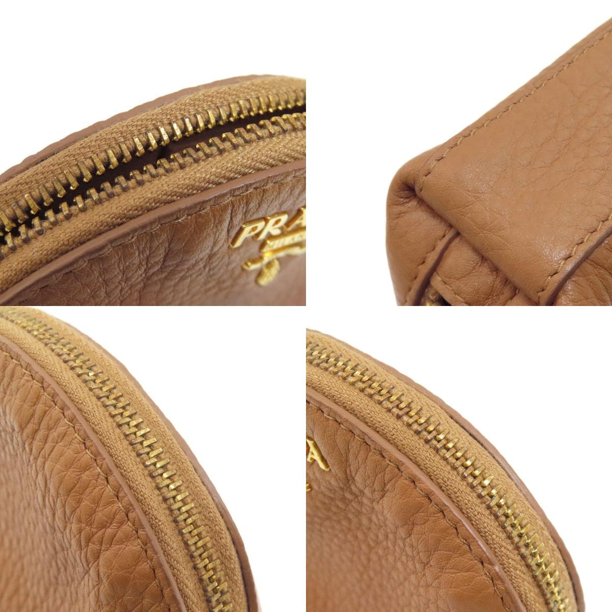 Prada Logo Accessory Pouch Leather Women's [Used] [PRADA] 9