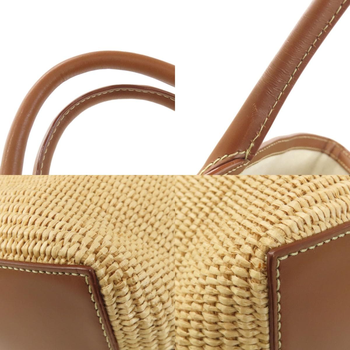 Jimmy Choo Logo Tote Bag Raffia/Leather Women's [Used] [Jimmy Choo] 9