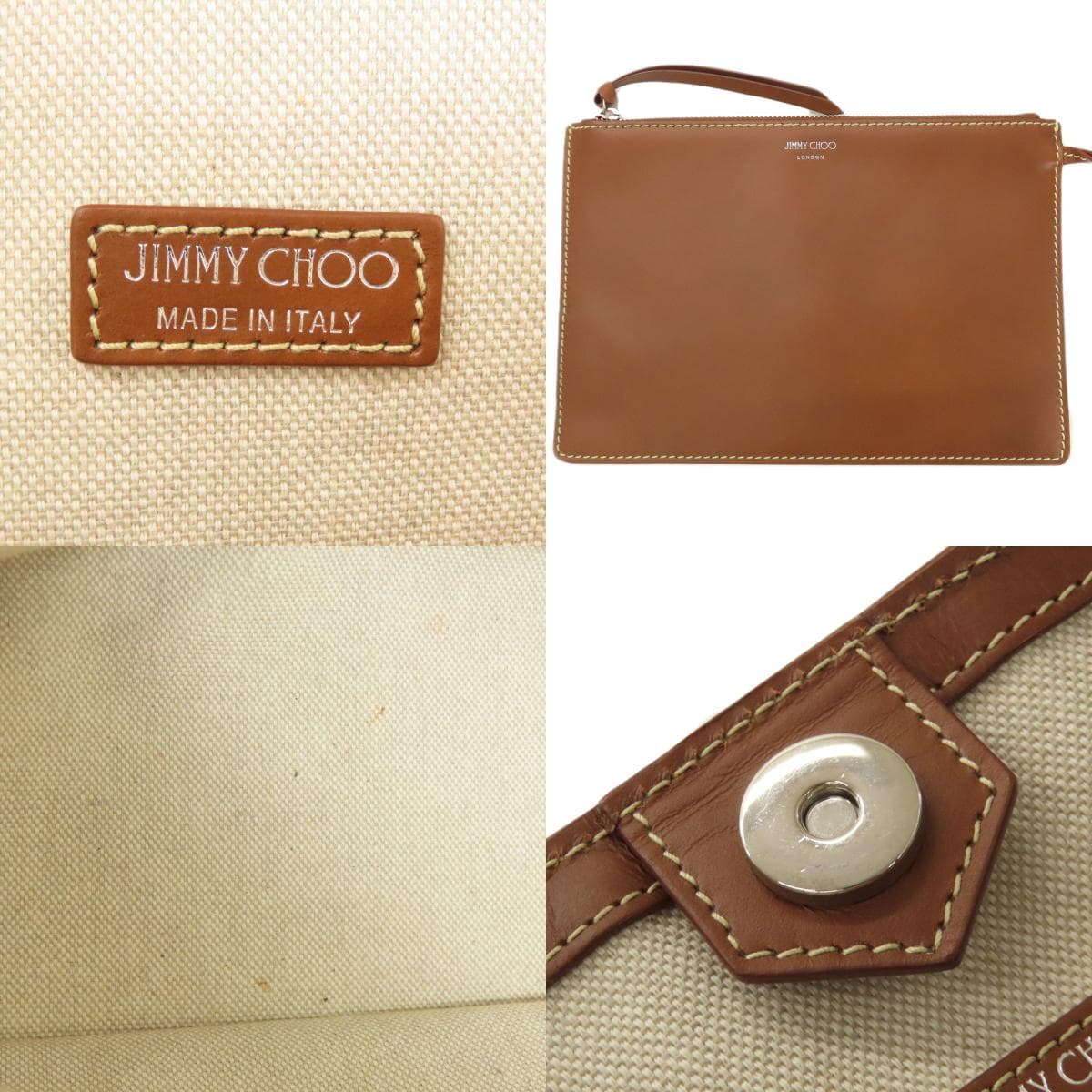 Jimmy Choo Logo Tote Bag Raffia/Leather Women's [Used] [Jimmy Choo] 6