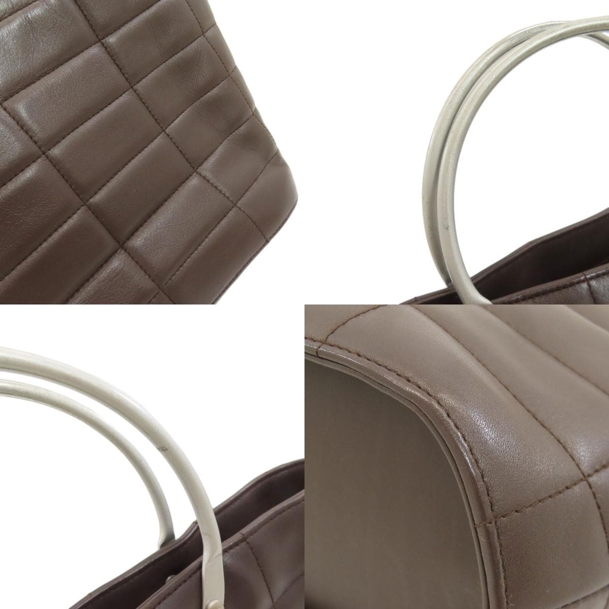 Chanel Chocolate Bar Silver Hardware Handbag Calf Leather Ladies [Used] [CHANEL] 9