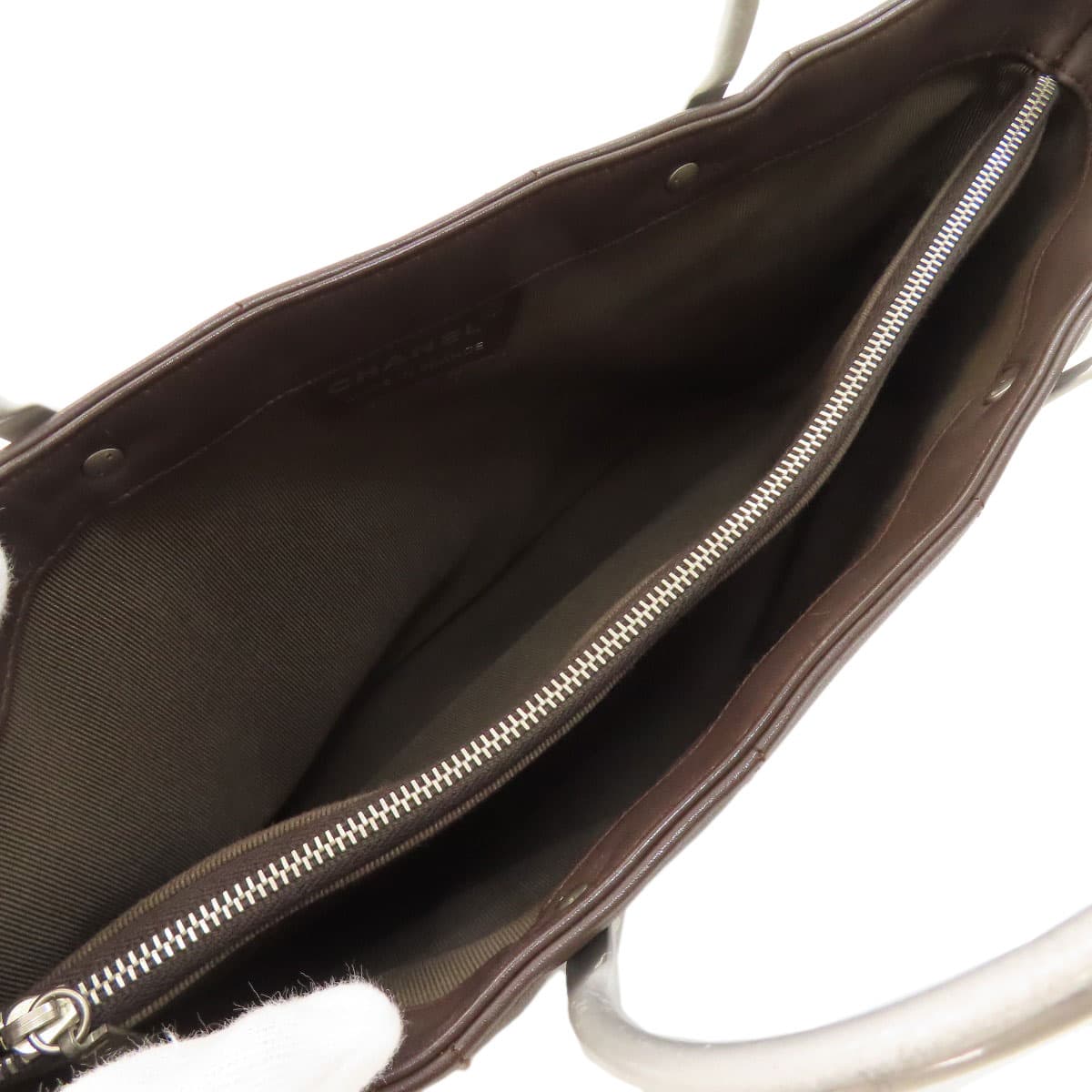 Chanel Chocolate Bar Silver Hardware Handbag Calf Leather Ladies [Used] [CHANEL] 5