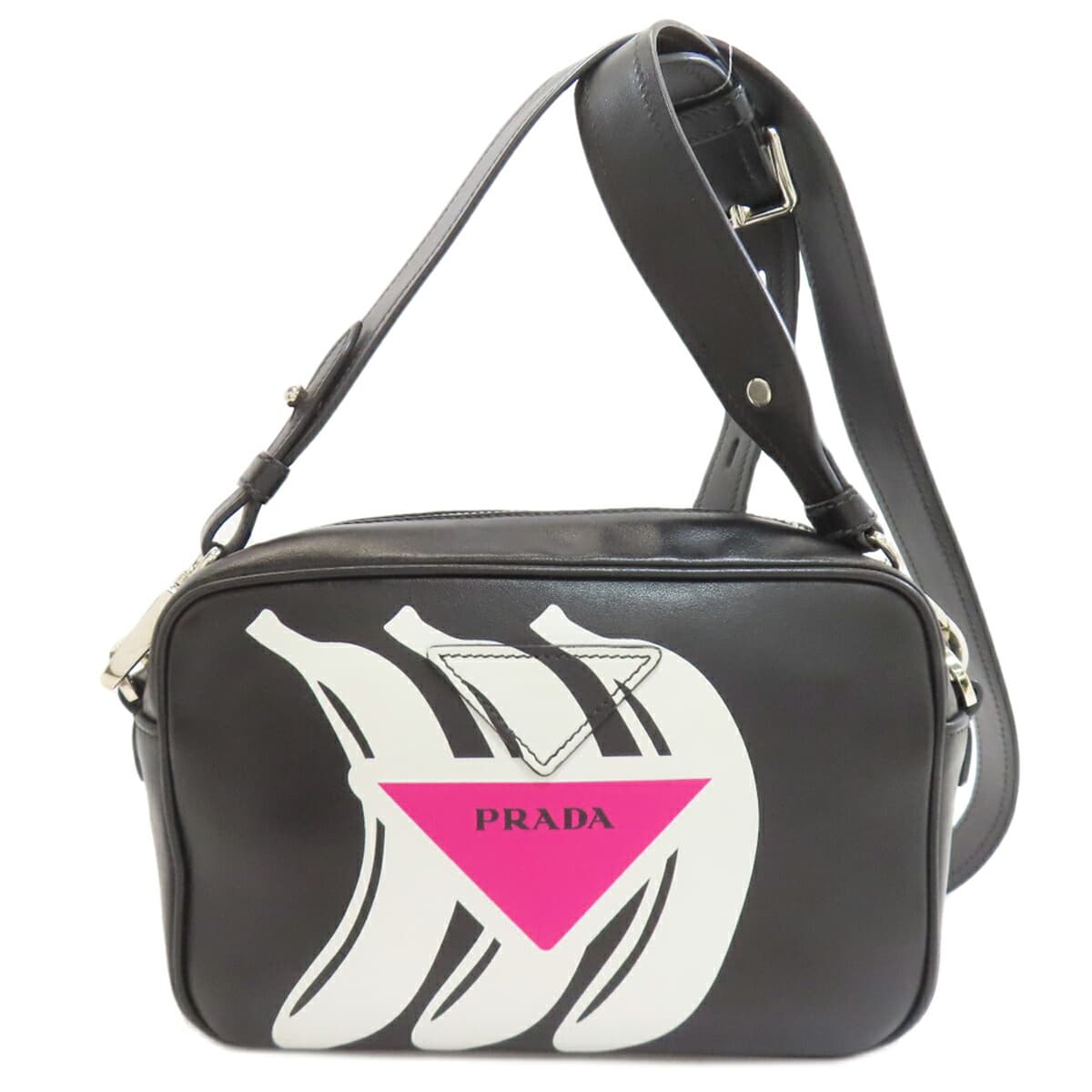 Prada Banana Shoulder Bag Calf Leather Ladies [Used] [PRADA]