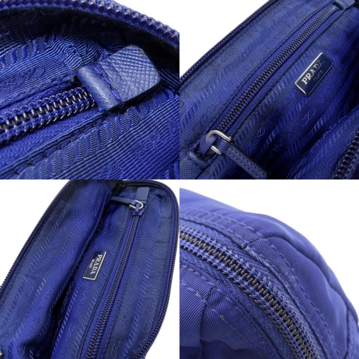 Prada logo metal fittings cosmetic pouch nylon material for women [Used] [PRADA] 8