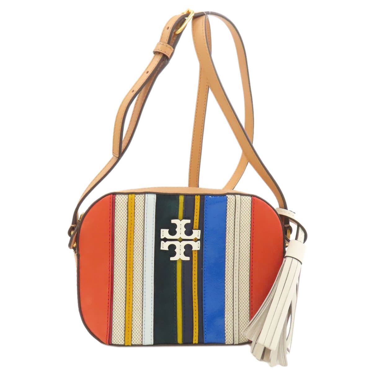 Tory Burch Stripe Shoulder Bag Leather/Suede Women's [Used] [Tory Burch]