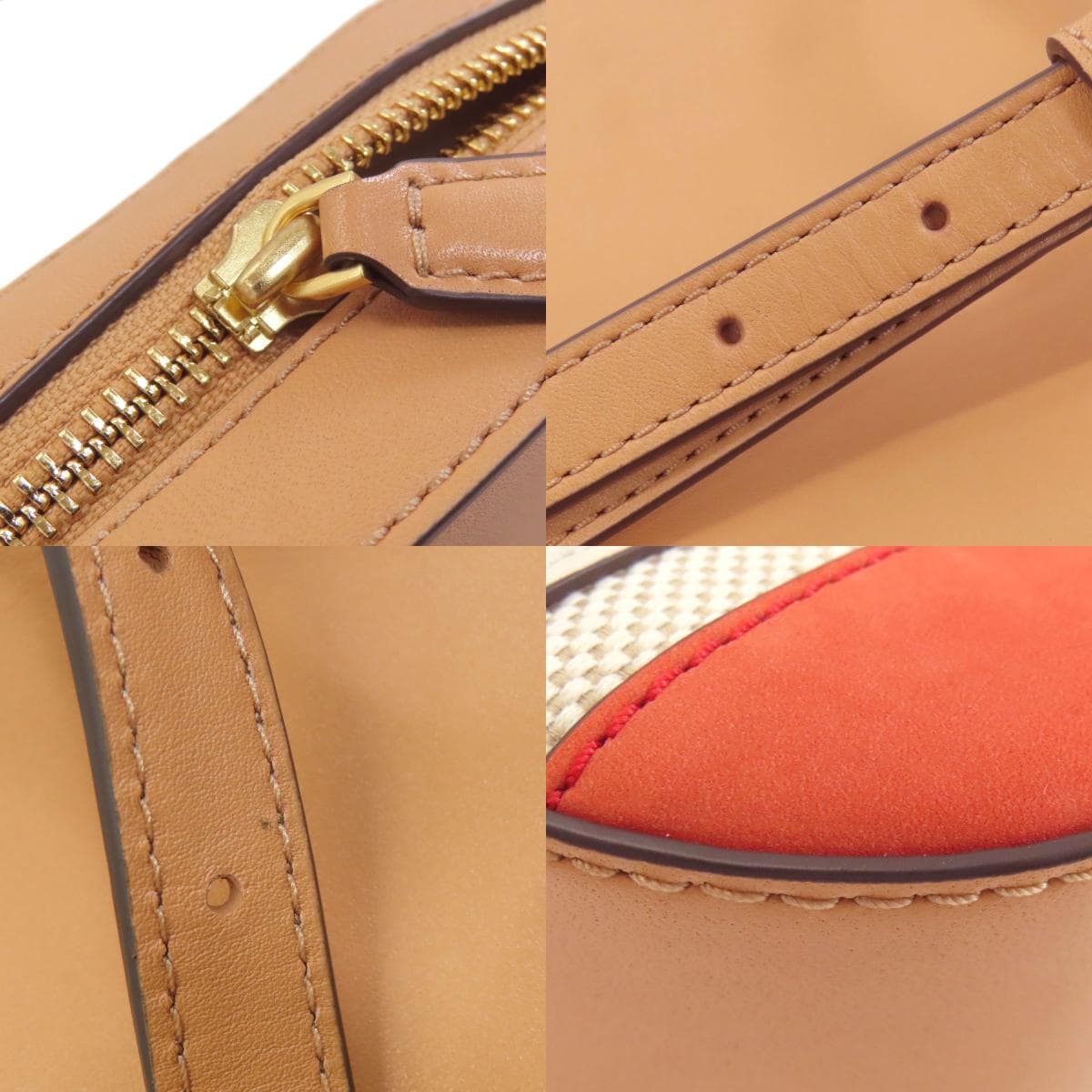 Tory Burch Stripe Shoulder Bag Leather/Suede Women's [Used] [Tory Burch] 9