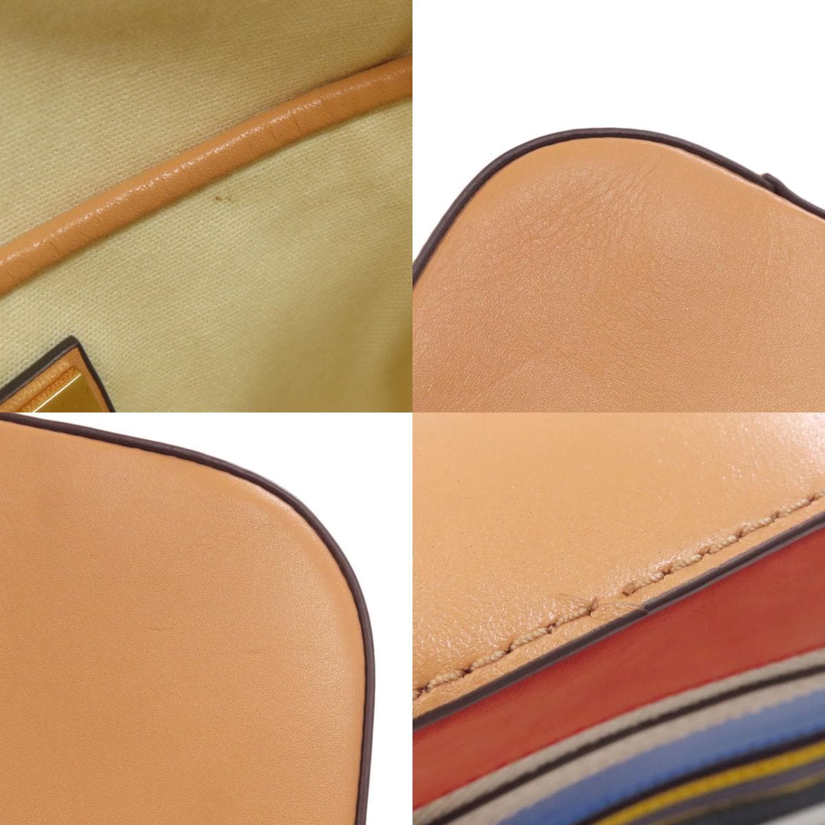 Tory Burch Stripe Shoulder Bag Leather/Suede Women's [Used] [Tory Burch] 8