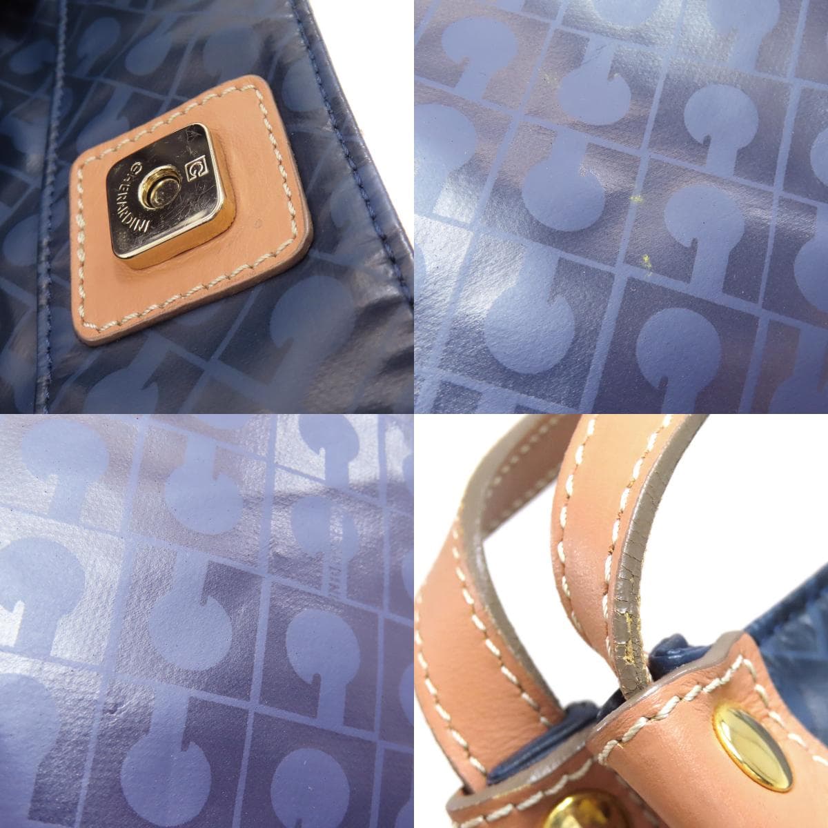 Gherardini Logo Motif Softy Handbag Polyester/Polyurethane Coating Ladies [Used][GHERARDINI] 8