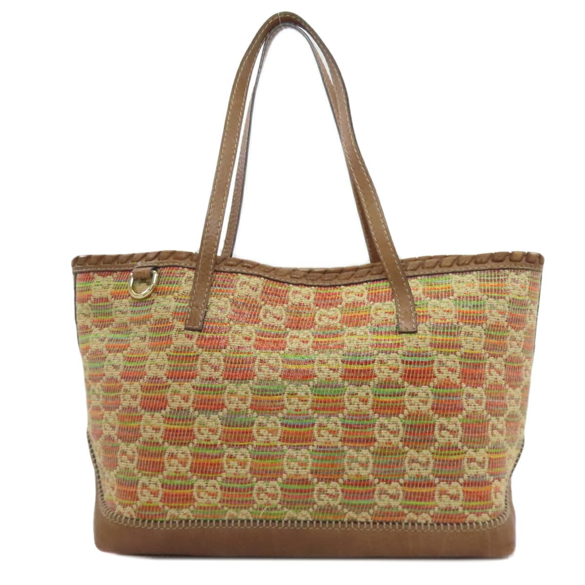 Gucci 233387 GG Tote Bag Leather/Straw Ladies [Used] [GUCCI] 233387