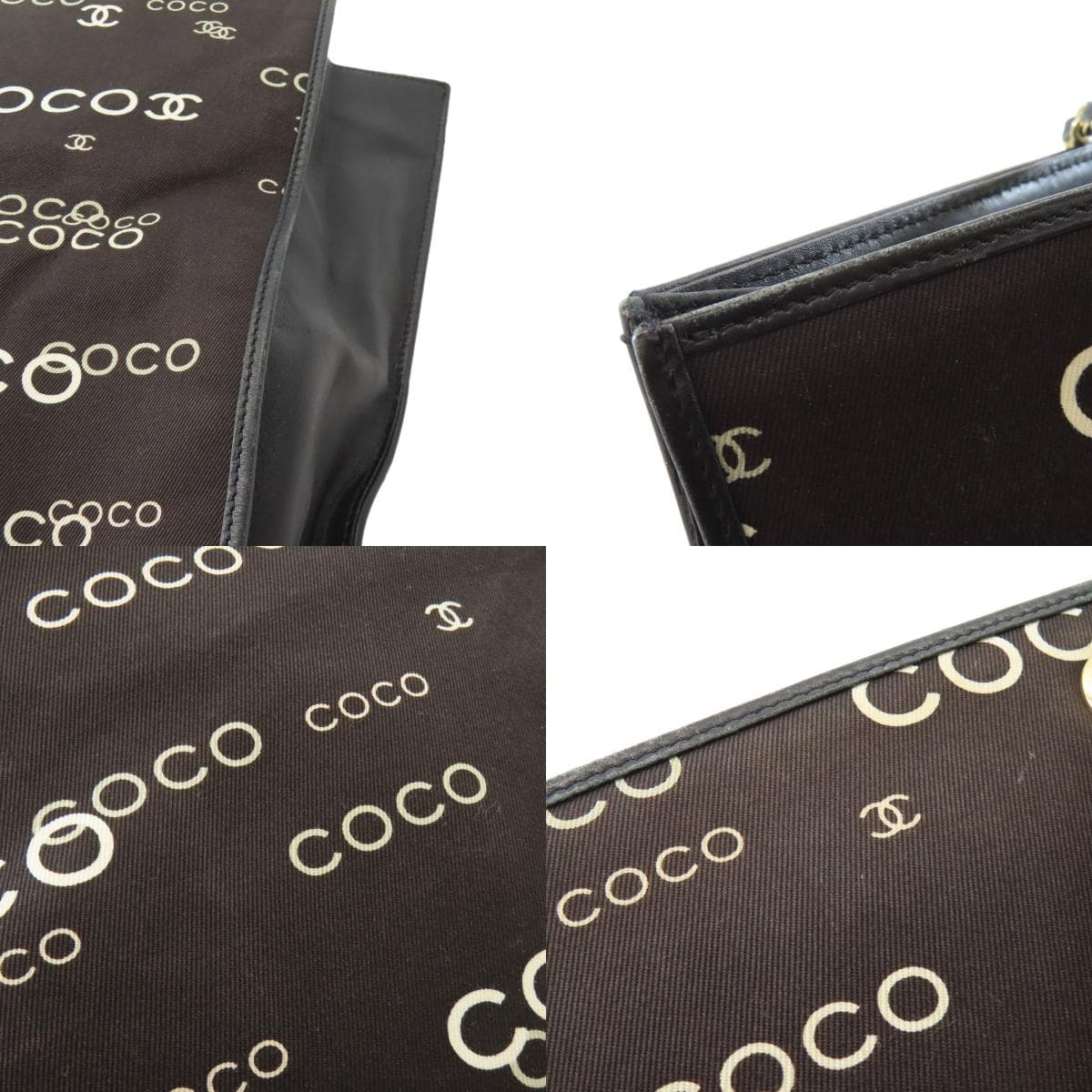Chanel COCO print gold hardware tote bag canvas ladies [Used] [CHANEL] 7