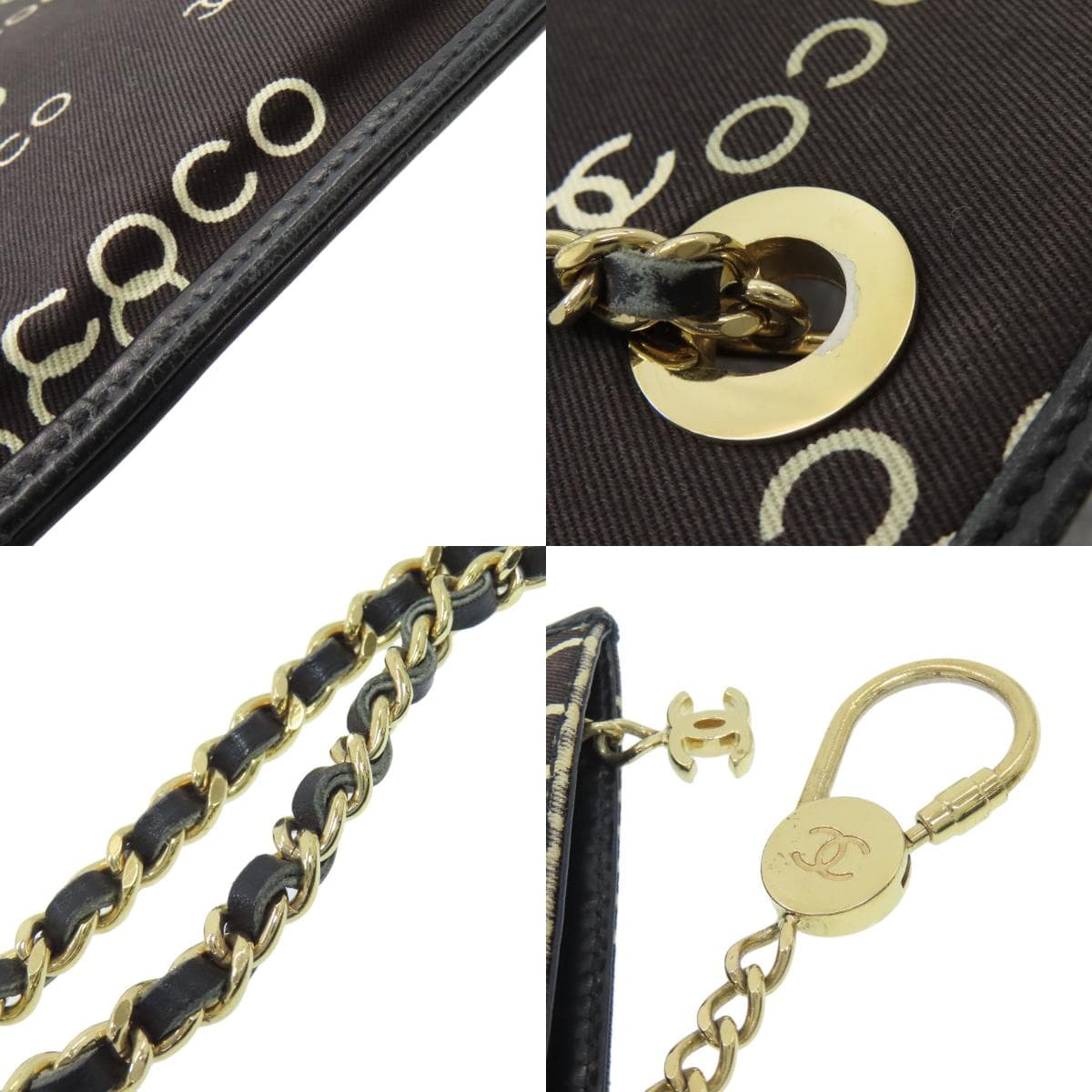 Chanel COCO print gold hardware tote bag canvas ladies [Used] [CHANEL] 8