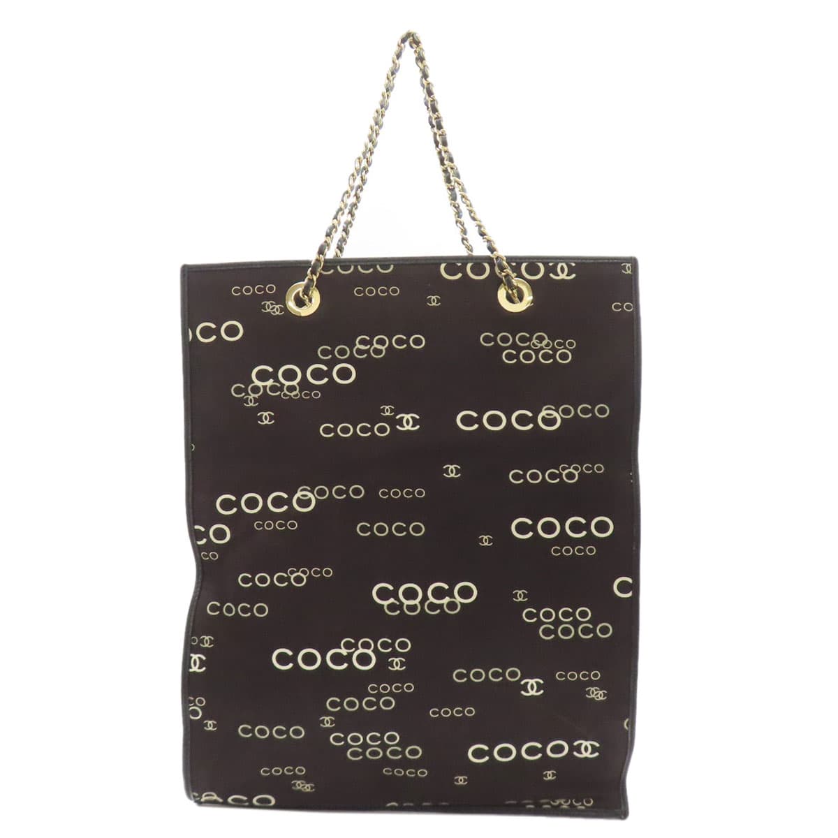 Chanel COCO print gold hardware tote bag canvas ladies [Used] [CHANEL] 2