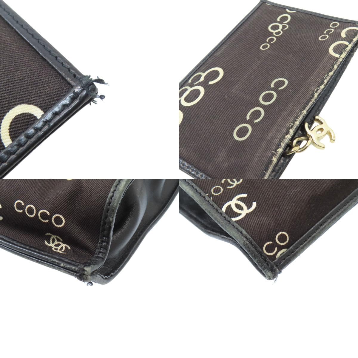 Chanel COCO print gold hardware tote bag canvas ladies [Used] [CHANEL] 9