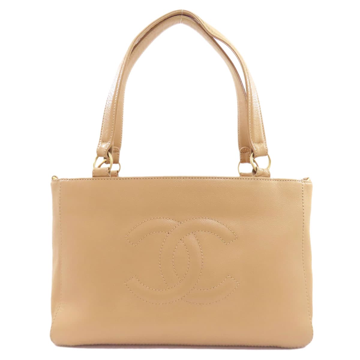 Chanel Coco Mark Gold Hardware Tote Bag Grained Calfskin Ladies [Used] [CHANEL]