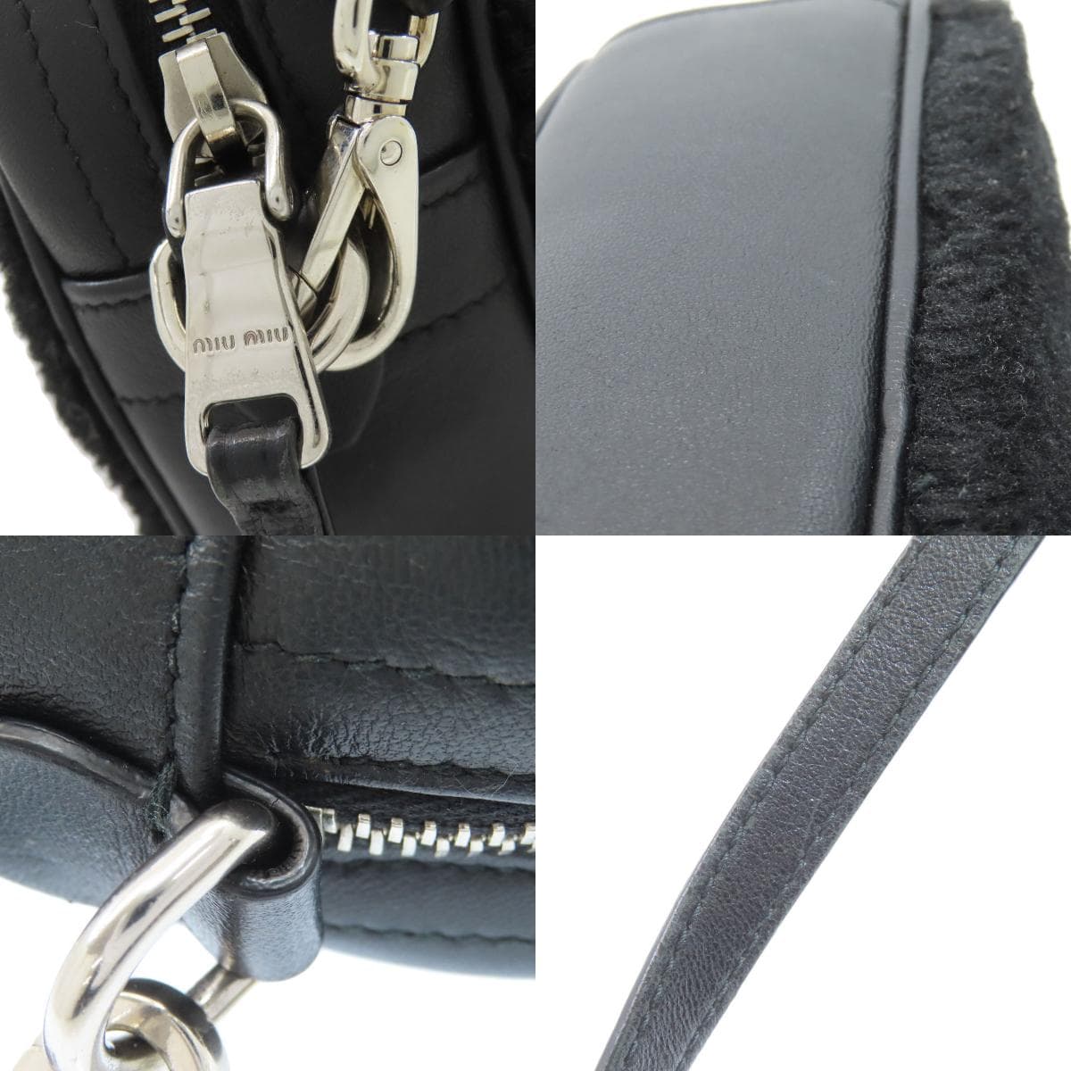 Miu Miu Logo Shoulder Bag Leather/Fur Women's [Used] [MIUMIU] 8