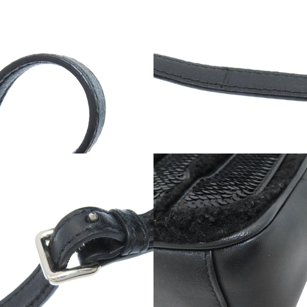 Miu Miu Logo Shoulder Bag Leather/Fur Women's [Used] [MIUMIU] 9