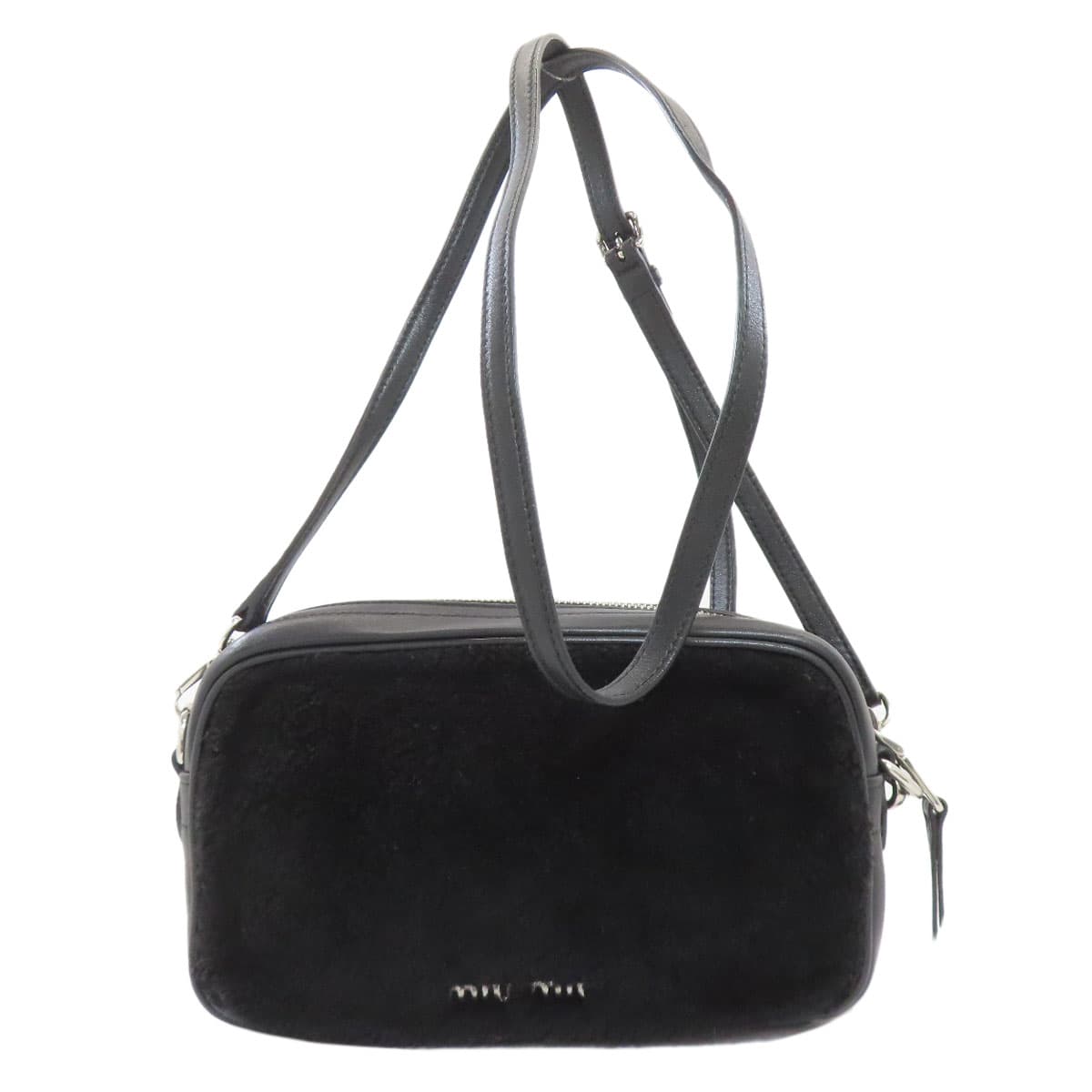 Miu Miu Logo Shoulder Bag Leather/Fur Women's [Used] [MIUMIU] 2