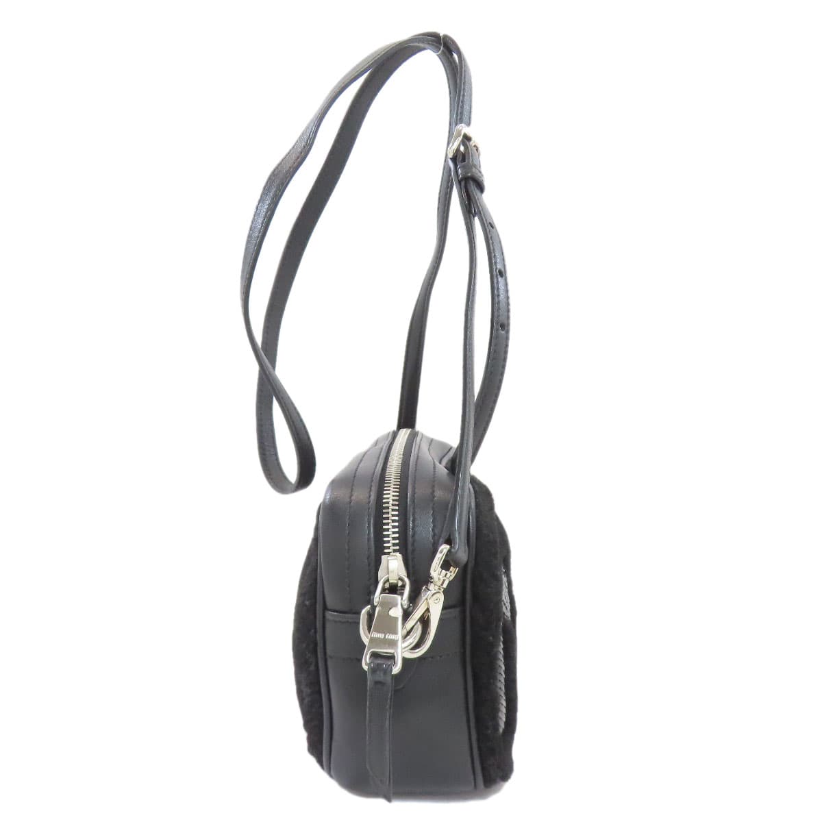 Miu Miu Logo Shoulder Bag Leather/Fur Women's [Used] [MIUMIU] 3