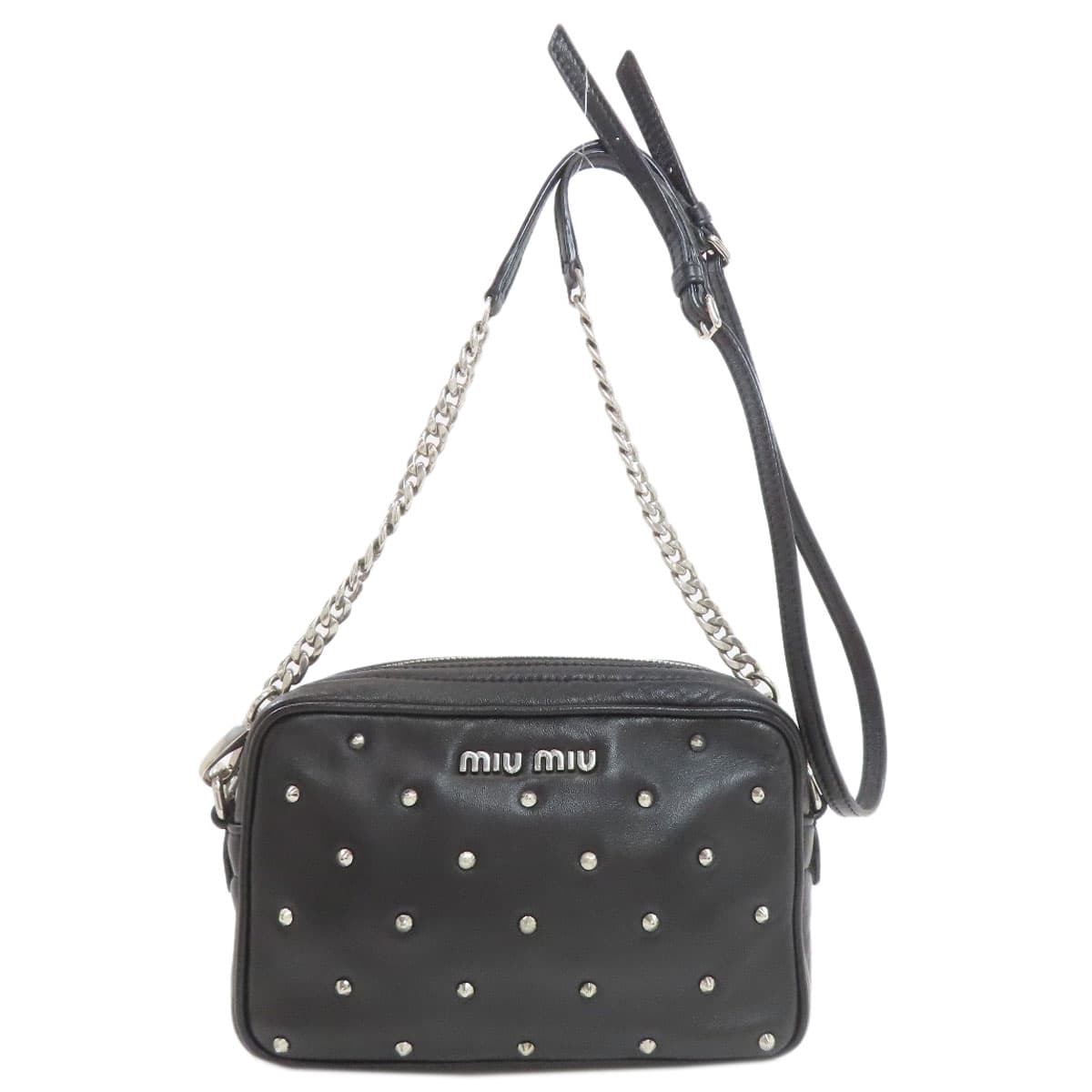 Miu Miu Studded Shoulder Bag Calf Leather for Women [Used] [MIUMIU]