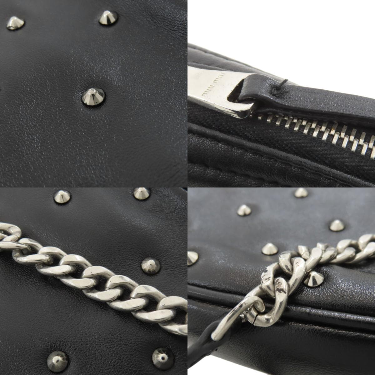 Miu Miu Studded Shoulder Bag Calf Leather for Women [Used] [MIUMIU] 8