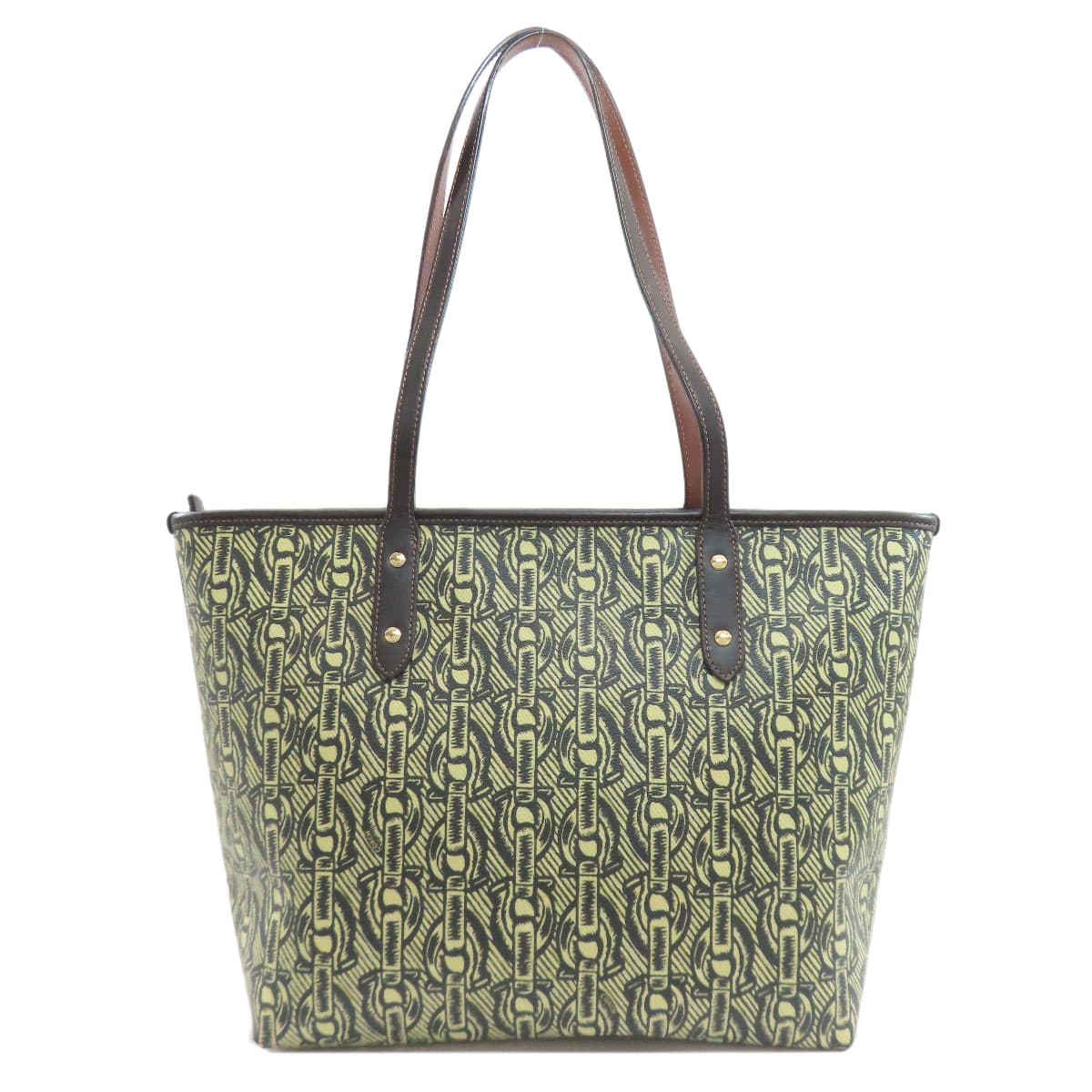 Coach F37854 Chain Pattern Tote Bag PVC/Leather Ladies [Used] [COACH] F37854 2