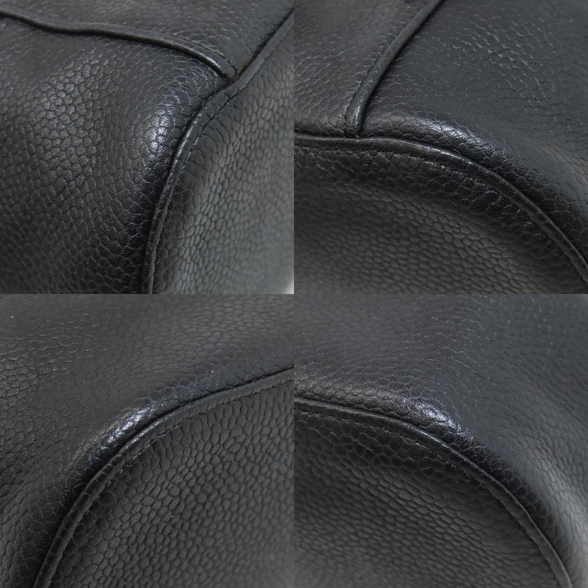 Chanel Coco Mark Silver Hardware Cosmetic Pouch Grained Calfskin Ladies [Used] [CHANEL] 10